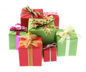 colourful gifts on white background